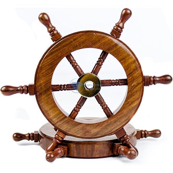 Nautical Beach Wooden Ship Steering Wheel Nautical Beach Theme Ship Wooden Ring and Wood Anchor with Rope Home Decoration